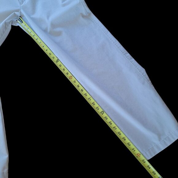 Eddie Bauer Mens Khaki Chino Pants Size 34 LONG FLat Front 100% Cotton Twill - Picture 11 of 14